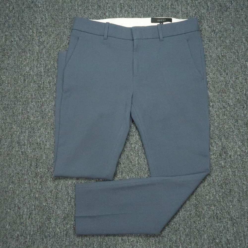 Gucci Womens 38 Blue Strech Wool‎ Career Mid Rise Trousers Lightweight 30x26